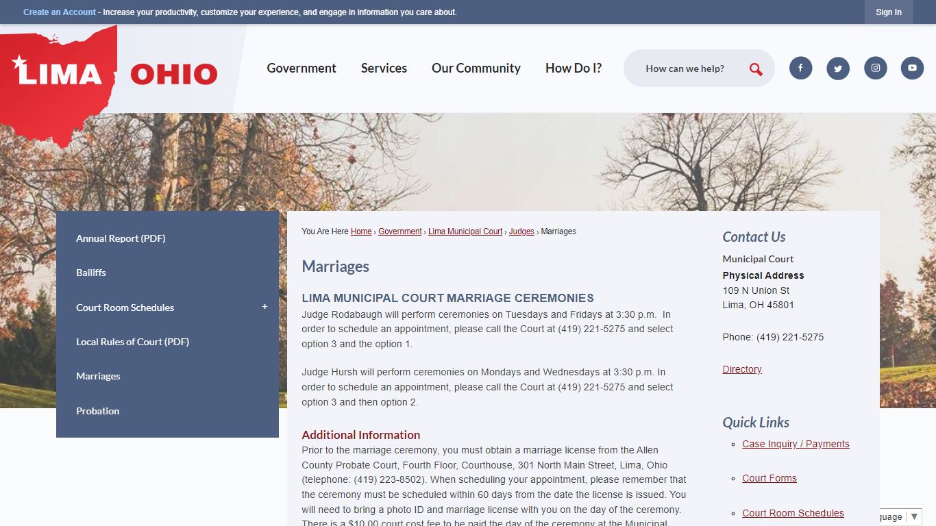 Marriages | Lima, OH - Official Website