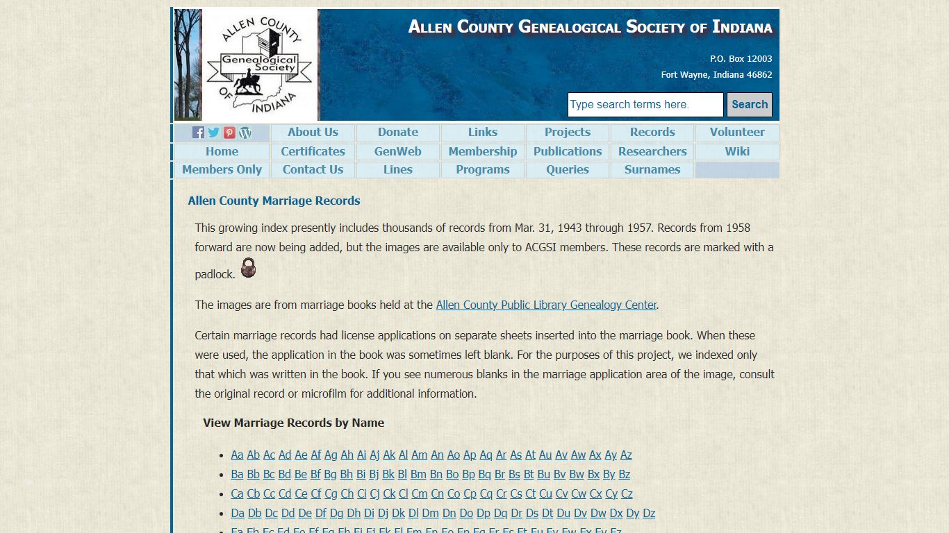 ACGSI - Allen County Marriages